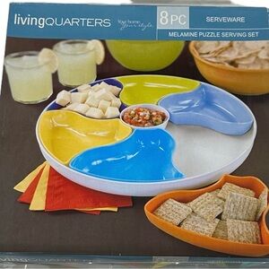 Vintage Bon-Ton Multicolored 8-Piece Puzzle Serving Set for Appetizers Dips NIB